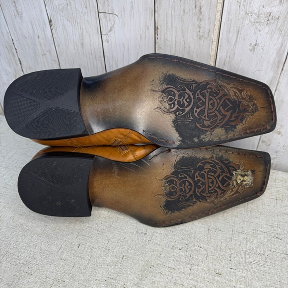 Giorgio Brutini Men's 172374 Tan Leather Square Toe Western Ankle Boots – 11M - Picture 8 of 11